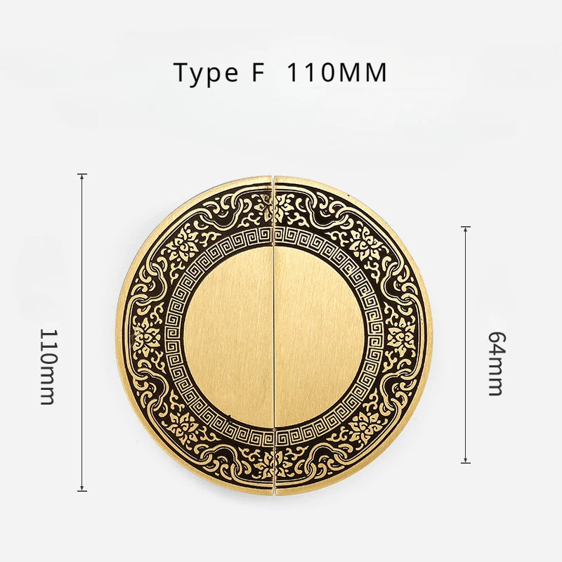High-end Cabinet Door Handle Pattern Brass Xiangyun Furniture Luxury Wardrobe Cabinet Round Door Drawer Knobs