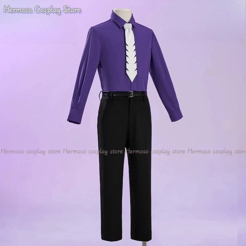 Male Corbeau Cosplay Costume Karasuba Roleplay Uniform Coat Pant Glasses Necktie Men Adult Clothing Outfits Halloween Party Suit