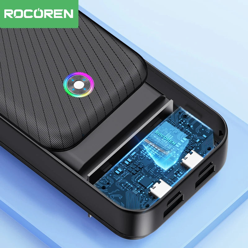 Rocoren 22.5W Power Bank 20000mAh QC PD 3.0 Fast Charge PowerBank Portable 10000mAh External Battery For iPad iPhone 17 Pro