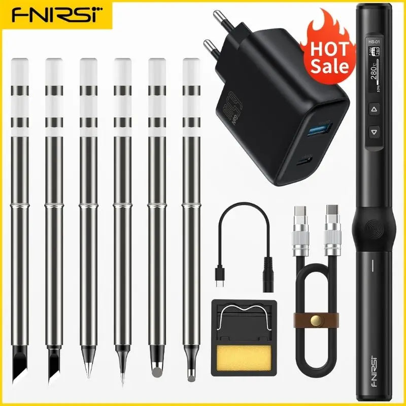 FNIRSI HS-01 Adjustable Temperature Soldering Iron DC 24V 80-420℃ Welding Solder Rework Station PD 65W Portable Repair Tool