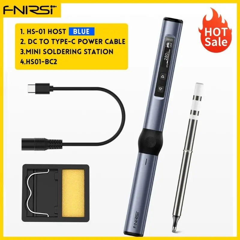 FNIRSI HS-01 Adjustable Temperature Soldering Iron DC 24V 80-420℃ Welding Solder Rework Station PD 65W Portable Repair Tool