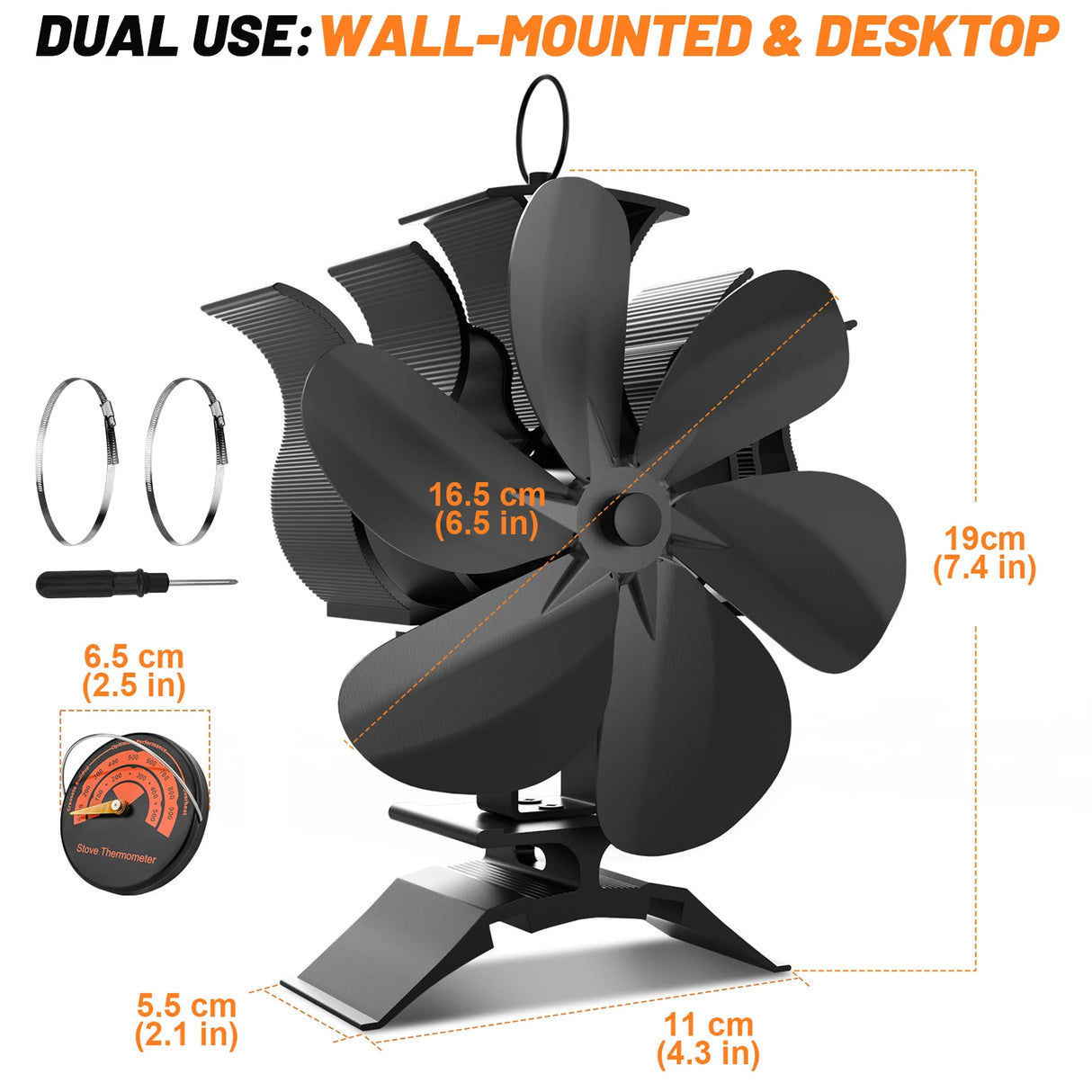6 Blades Heat Powered Stove Fan 360 Rotating Fireplace Fan Log Wood Burner Eco-fan Quiet Stove Fan Efficient Heat Distribution