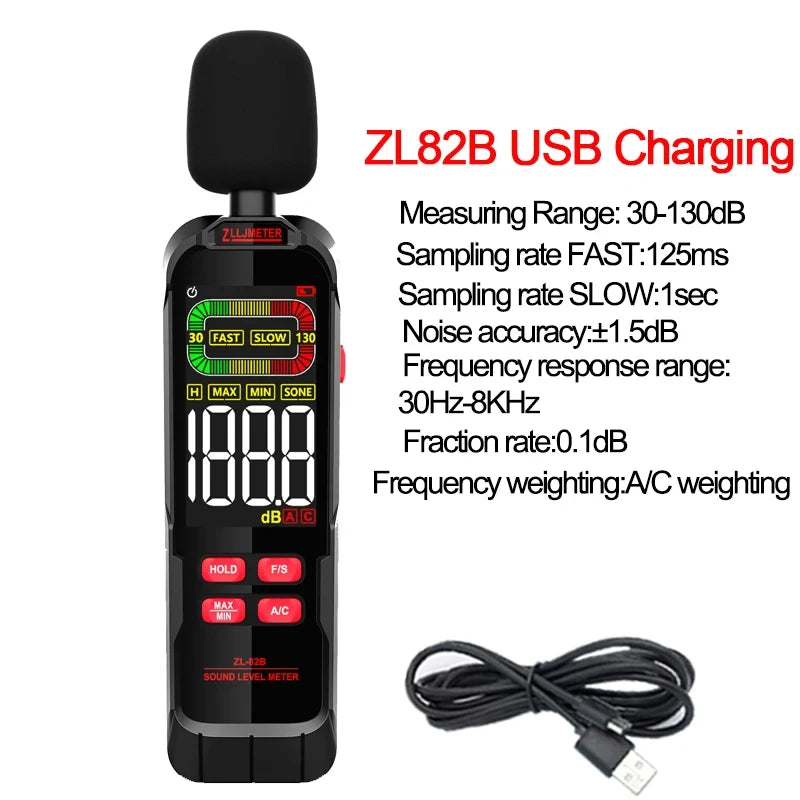 New Digital Noise Meter Sound Level Meter Handheld DB Meter A-Weighted 30~130dB Audio Measuring Instrument Decibel Monitor
