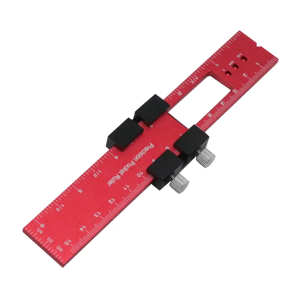 Woodworking Tools Ruler - Pocket Ruler Layout Tool Aluminum Precision Ruler with T-Track Metal Slide Stops,Inch and Metric Scale
