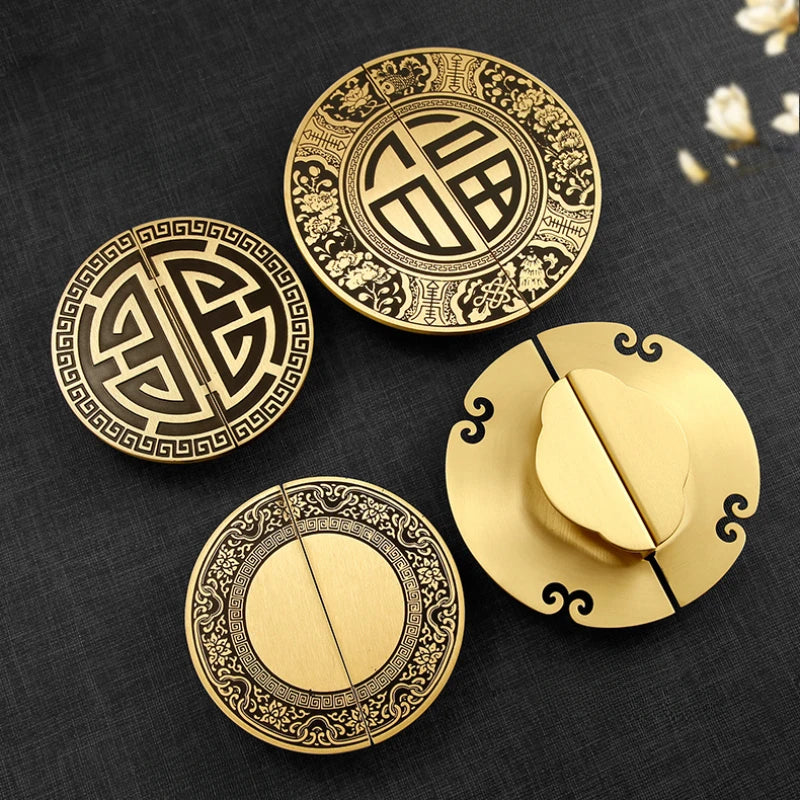 High-end Cabinet Door Handle Pattern Brass Xiangyun Furniture Luxury Wardrobe Cabinet Round Door Drawer Knobs