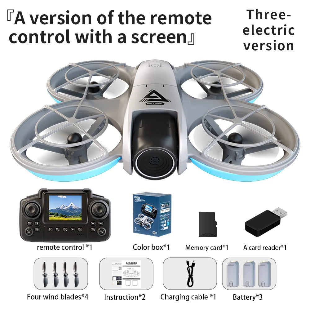 E69 Rc Drone with Screen RC 4K HD Camera WiFi Light Flow Drone Pocket Rc Mini Quadcopter