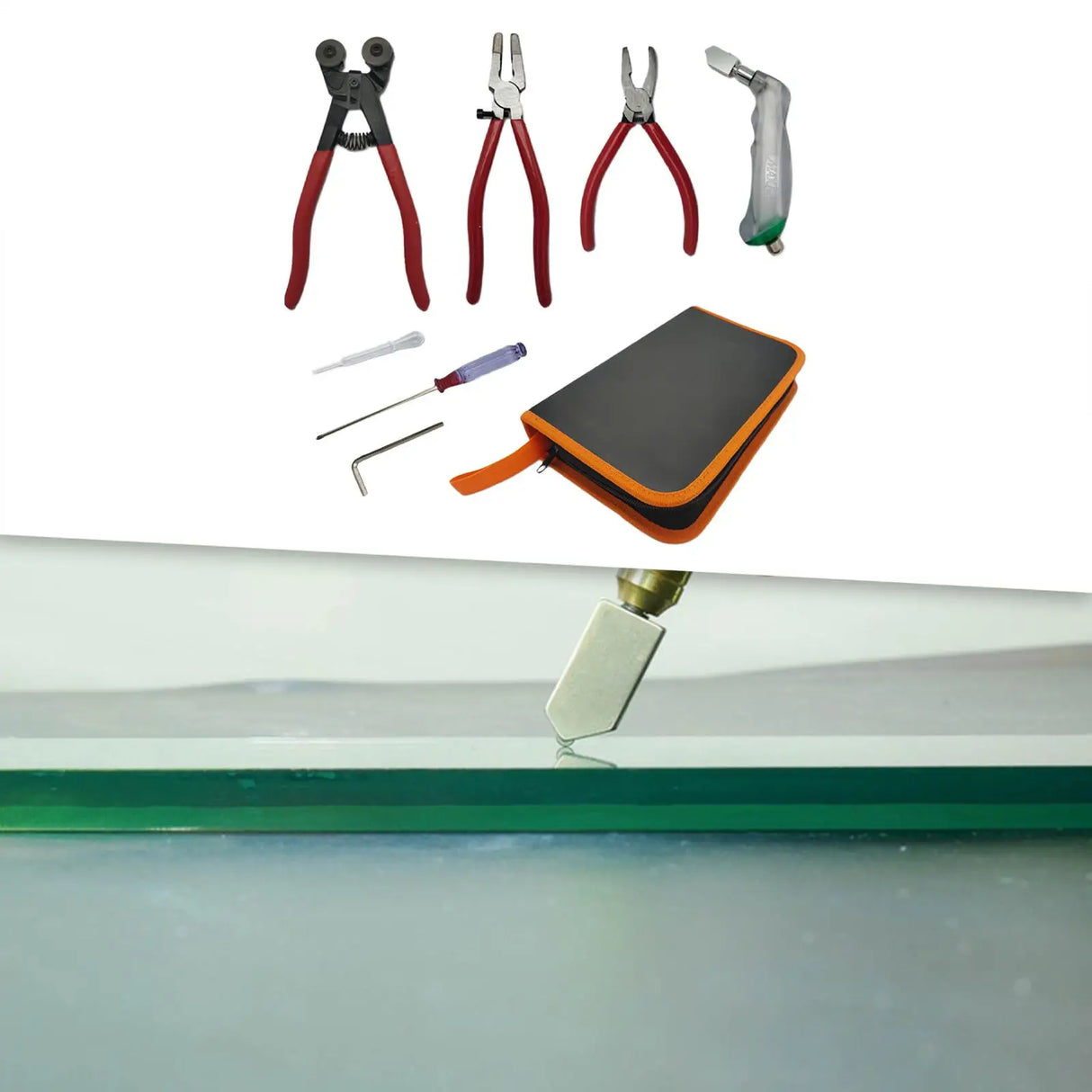 Glass Cutting Tool Set Glass Running Pliers Breaking Pliers Oil Dropper Storage Bag for Mosaic Tiles Mirrors Stained Glass