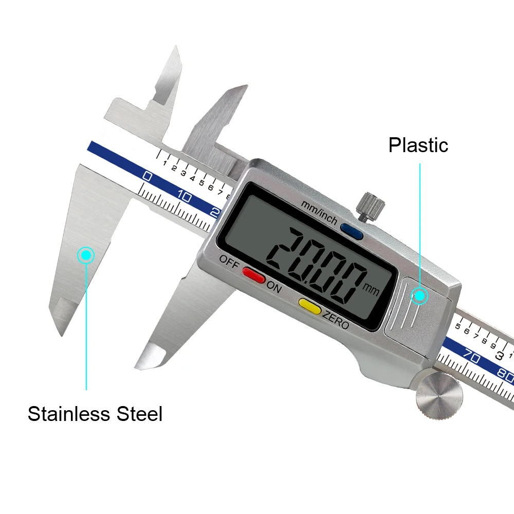 6 Inch 150mm Digital Vernier Caliper Stainless Steel Micrometer Measuring Tool Depth Ruler Messschieber Paquimetro