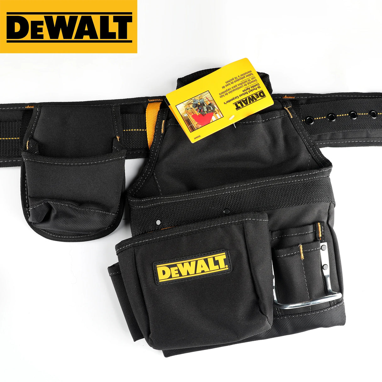 DeWalt Multi-Pocket Tool Waist Pack-Durable, Adjustable Belt, Hammer Loop, Organizer for Tools & Accessories, Lightweight Design