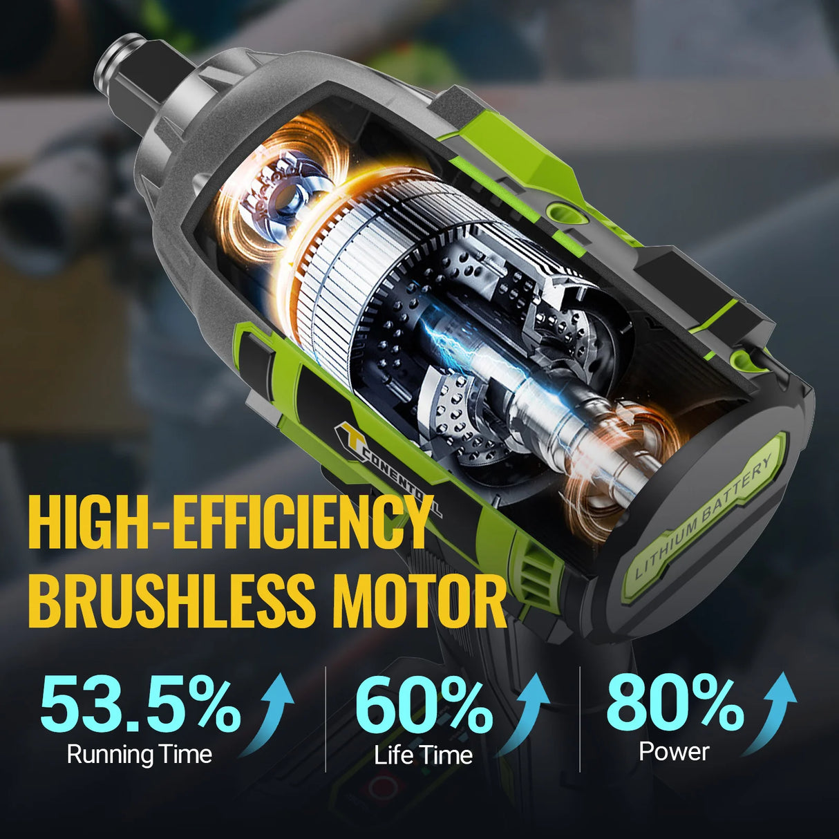 CONENTOOL 520N.M Brushless Electric Wrench 21V Cordless Impact Wrench 3 IN 1 Screwdriver 1/2" Power Tools for Makita 18V Battery