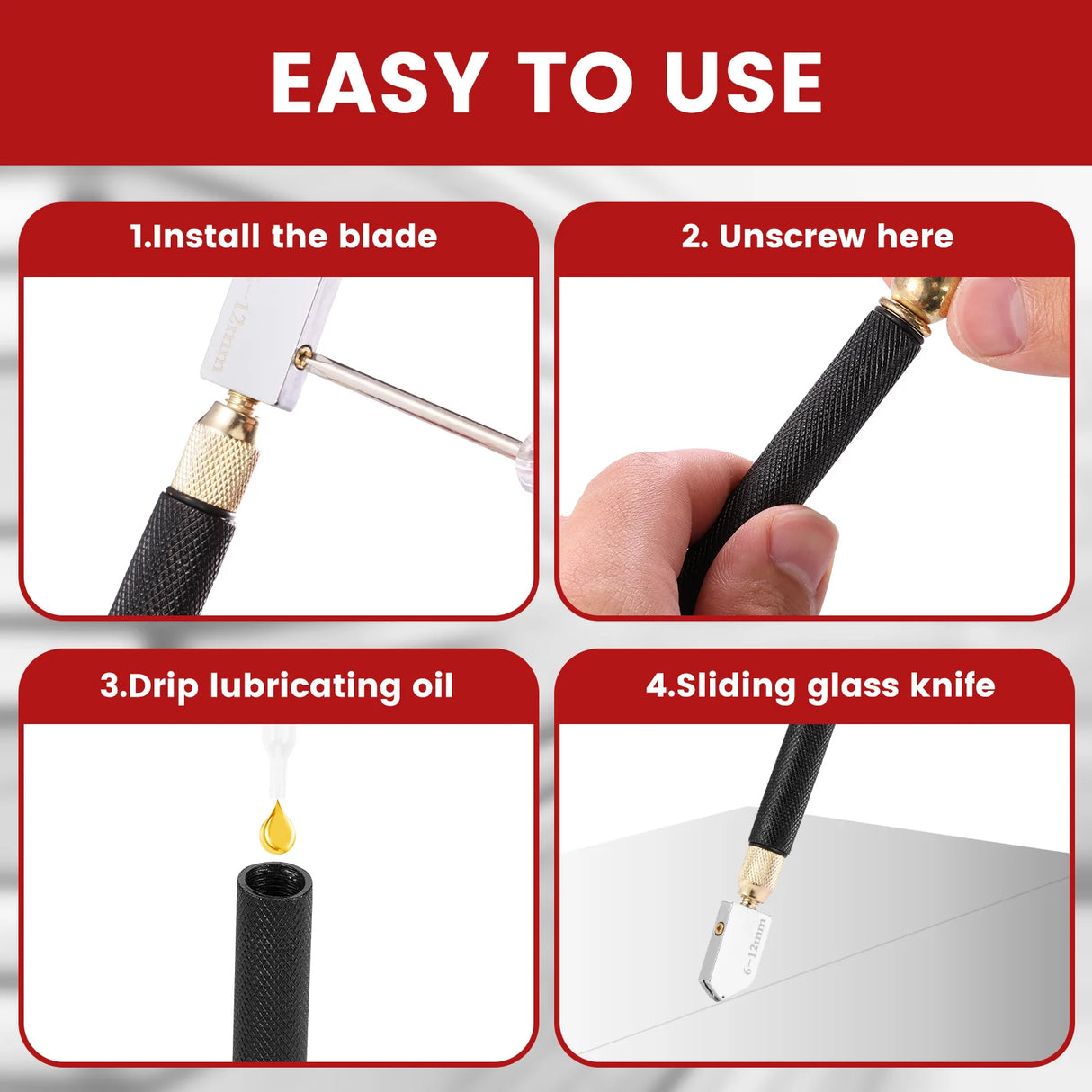 Heavy Duty Glass Cutting Tool Kit Glass Running Breaking Pliers and Class Cutters Tools Kit Wheeled Glass Tile Nippers