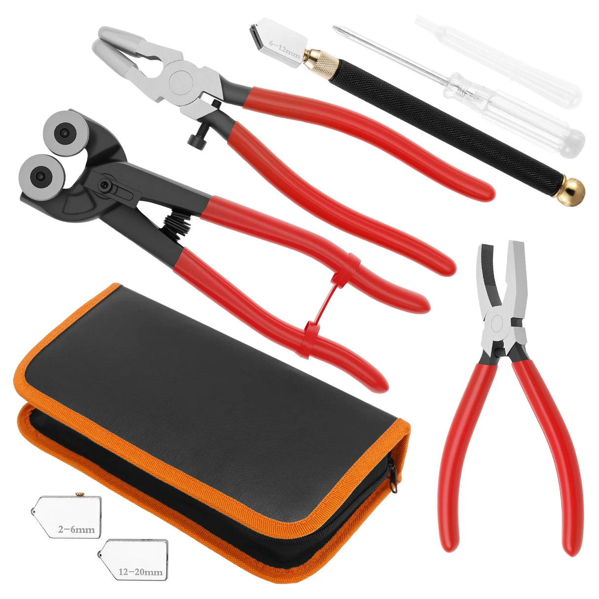 Heavy Duty Glass Cutting Tool Kit Glass Running Breaking Pliers and Class Cutters Tools Kit Wheeled Glass Tile Nippers