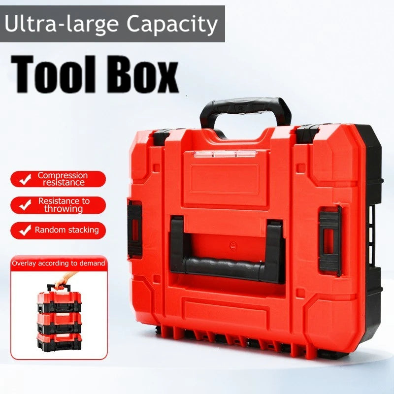 Stackable Tool Box Portable Hardware Storage Box Heavy Duty Tools Case Electric Drill Tool Storage Case Garage Tool Organizer
