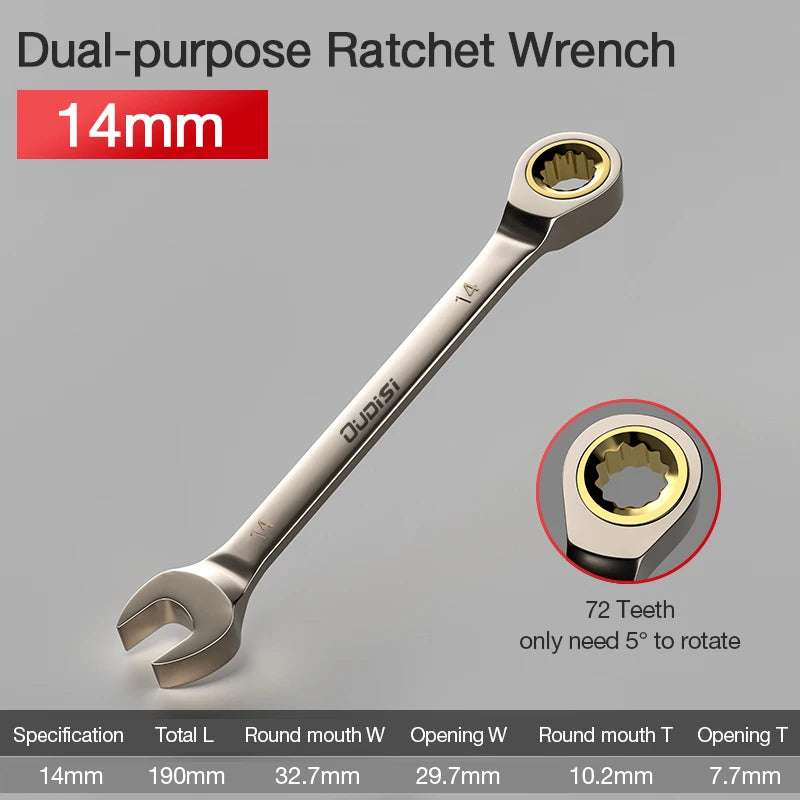 1Pc Key Wrench Flexible Golden Ratchet Wrenches Torque Universal Spanners for Car Repair Tools Metric Hand Tool