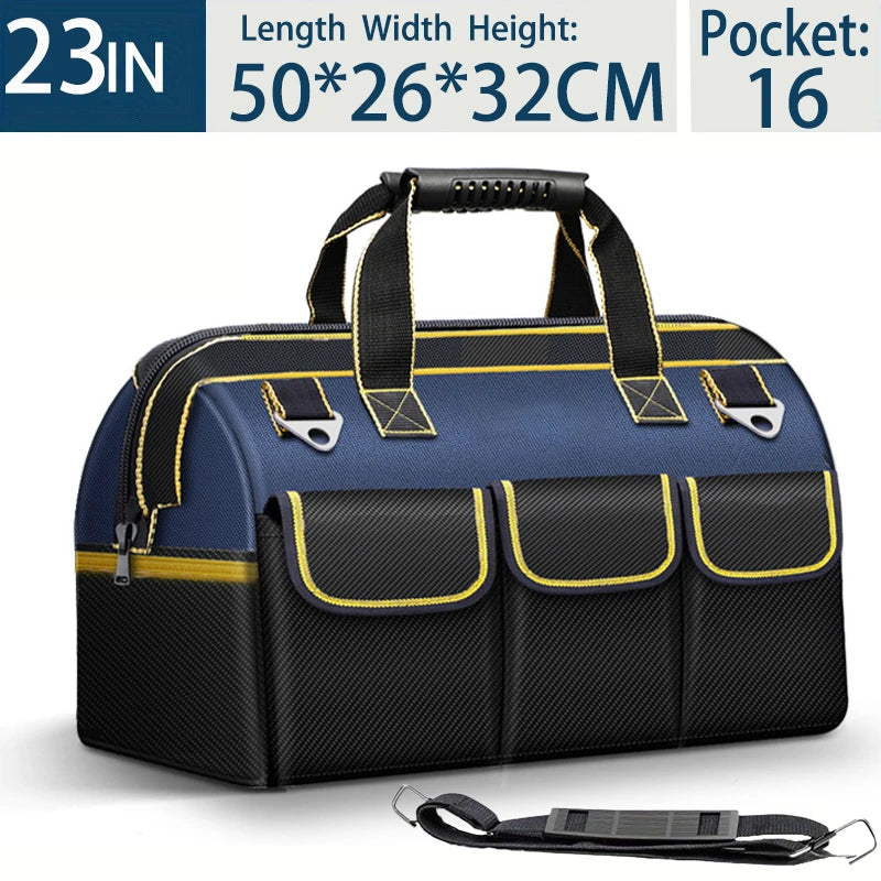 Multifunctional 23inch Tool Bag Thickened Large Capacity Waterproofed Wear-Resistant Toolkit MultiPocket Electrician Storage Bag