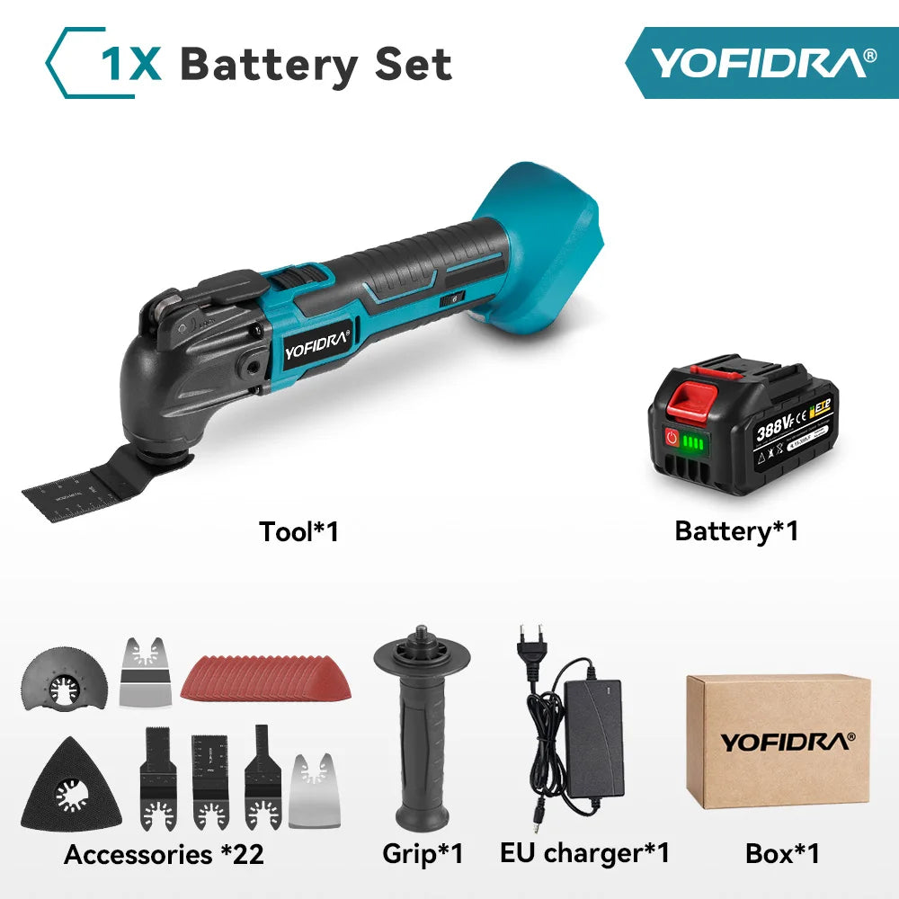 YOFIDRA Electric Saw Oscillating Multi Function Tool Cordless Trimmer Shovel Woodworking Cutting Machine For Makita Battery Pin