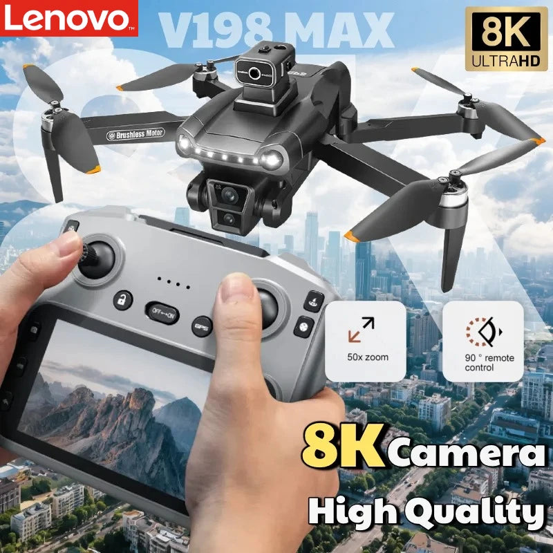 Lenovo V198MAX GPS Drone 8K Professional Camera Aerial FPV Brush Laser Obstacle with Large Screen Remote Control Drone