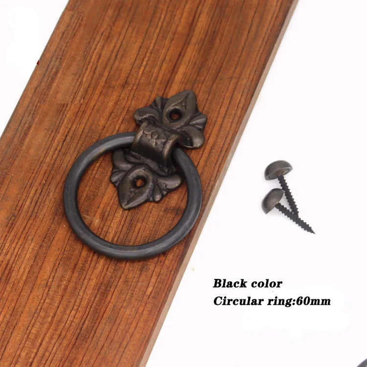 Old Ring Door Knocker Brass Bronze Knob for Cabinet Classics Gate Round Ring Handle Retro Entrence Door Knock Home Hardware