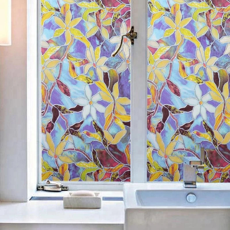 30-55*100cm PVC Self-adhesive No Glue Static Stick 3D Adsorption Window Film Anti-uv Stickers Privacy Blocking Waterproof