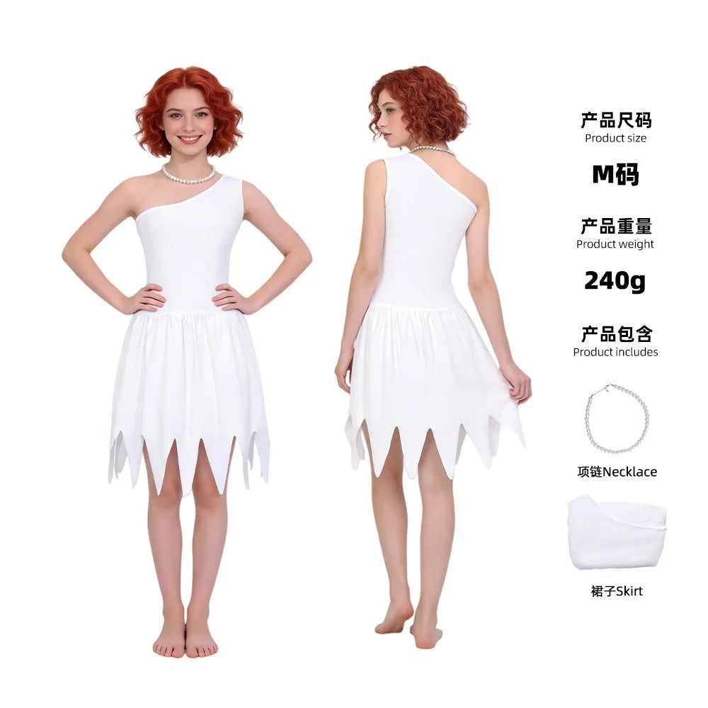 Modern Primitive People Fred and Wilma Flintstone Costume Barney Rubble Caveman Outfit Halloween Party Indian Cosplay Costume