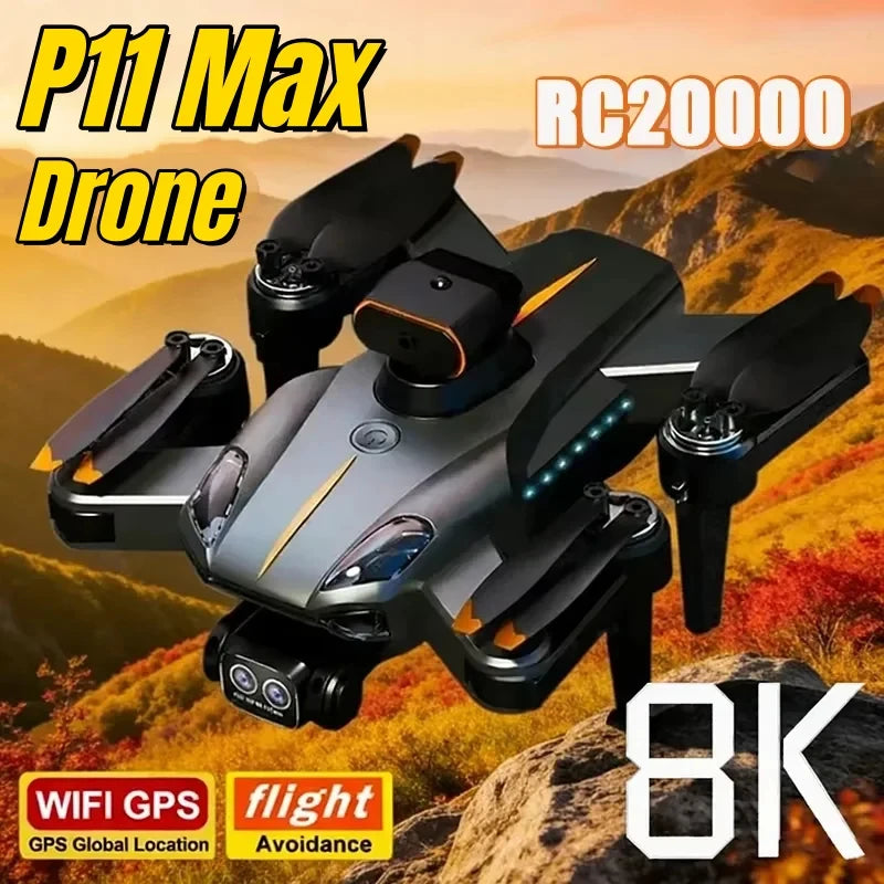 New P11 Max GPS drone 8K HD 5G professional aerial photography dual camera obstacle avoidance brushless quadcopter 20000M 2026