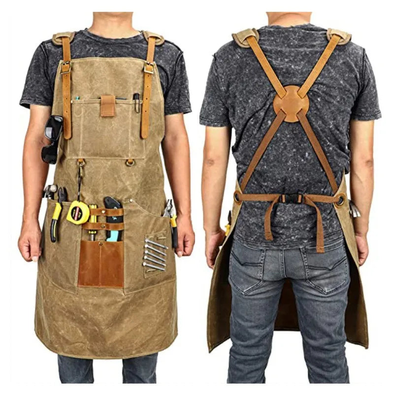 Apron Carpenter Electrician Barber Suspender Style With Pocket Apron