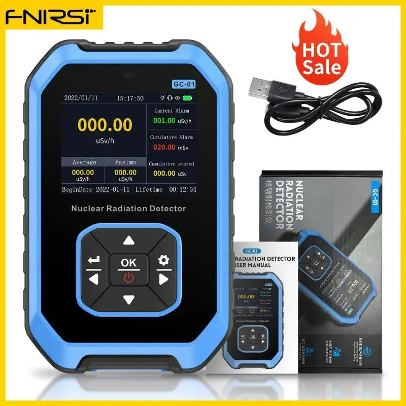 FNIRSI GC-01 Geiger Counter Nuclear Radiation Detector Personal Dosimeter X-ray γ-ray β-ray Radioactivity Tester Marble Detector