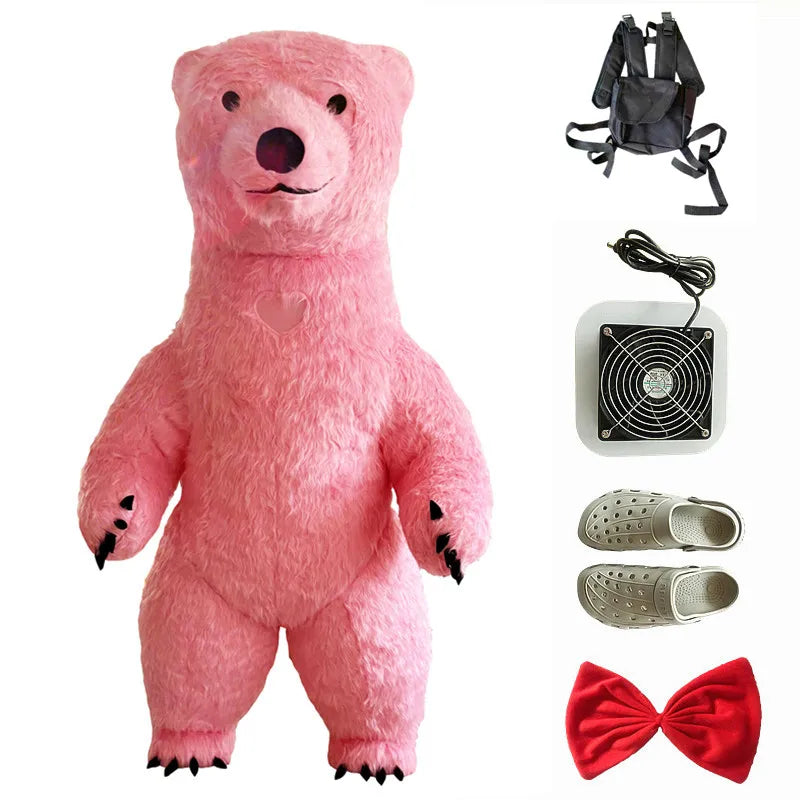 Giant Polar Bear Inflatable Costume Street Funny Polar Bear Mascot Costume Party Cosplay Plush Doll Inflatable Mascot Costume