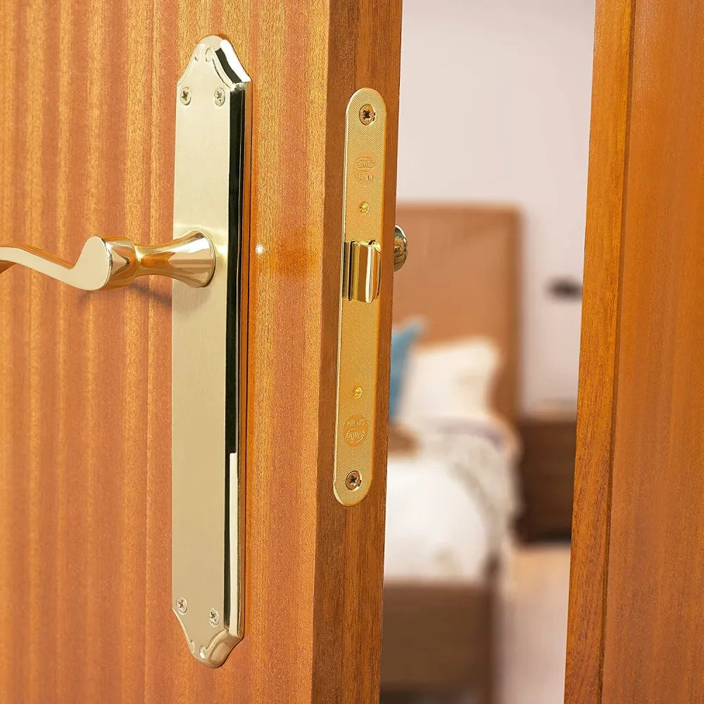 1 Pair European ALFA Zinc Alloied House Door Handle With Plate Gold Juego De Manillas Placa Doradas Para Puertas