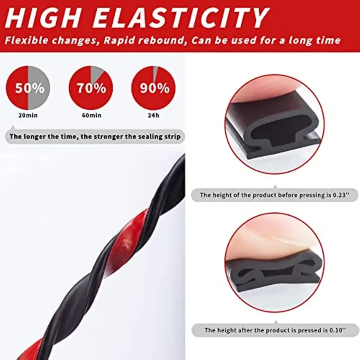 1pc Weather Stripping Door Seal, Window And Door Door Seal Strip, Soundproofing Self-Adhesive Backing D-Shape Door Weather Strip