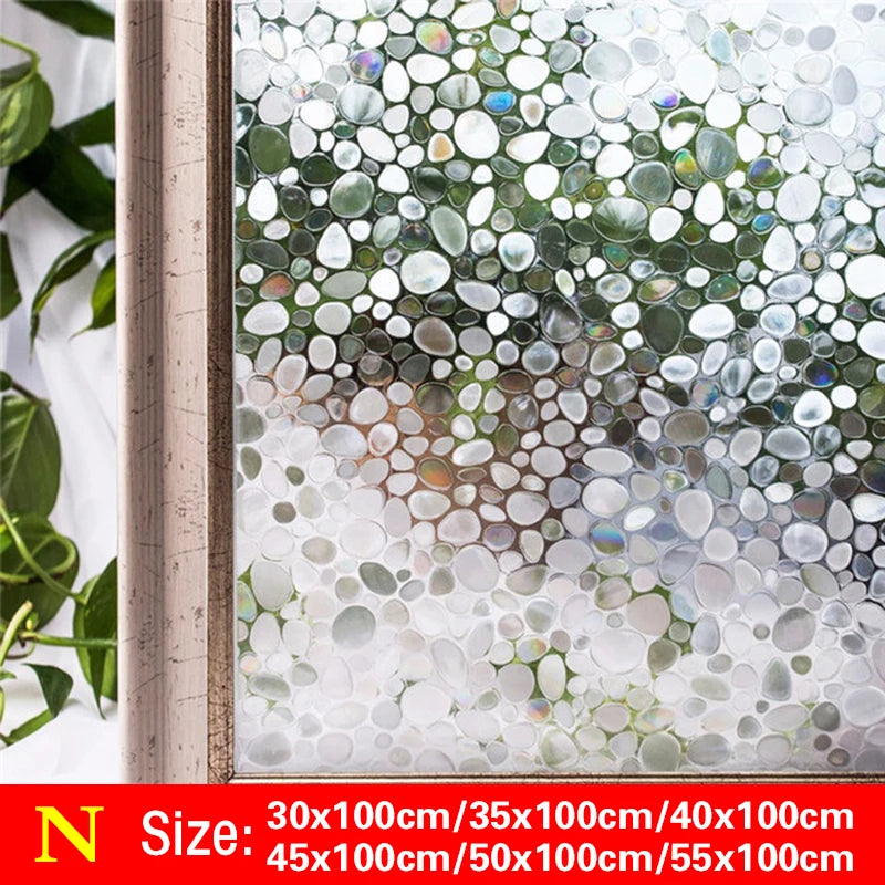 30-55*100cm PVC Self-adhesive No Glue Static Stick 3D Adsorption Window Film Anti-uv Stickers Privacy Blocking Waterproof