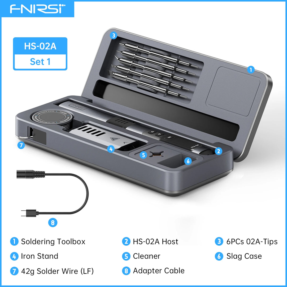FNIRSI HS-02 Protable Heat Toolbox Kit 100W Power Adjustable Temperature Quick Heating Repair Equipment 100-450℃ for DIY Repair