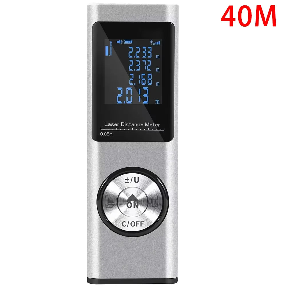 40M/60M Mini Smart Laser Distance Meter Measure Infrared Rangefinder USB Rechargeable Handheld Portable Laser Range Finder Tools