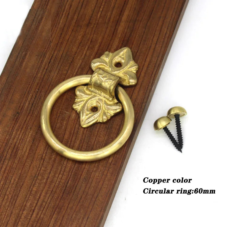 Old Ring Door Knocker Brass Bronze Knob for Cabinet Classics Gate Round Ring Handle Retro Entrence Door Knock Home Hardware