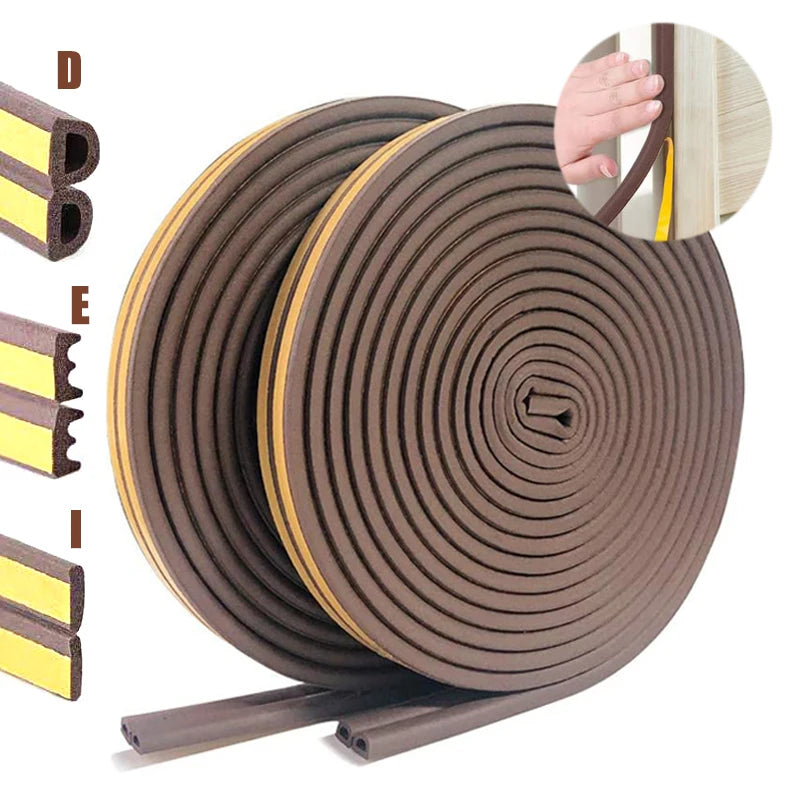 5/10 Meters Self-adhesive Door Bottom Sealing Strip Glass Window Foam Sound Insulation Strip Anti-collision Rubber Sealing Tape