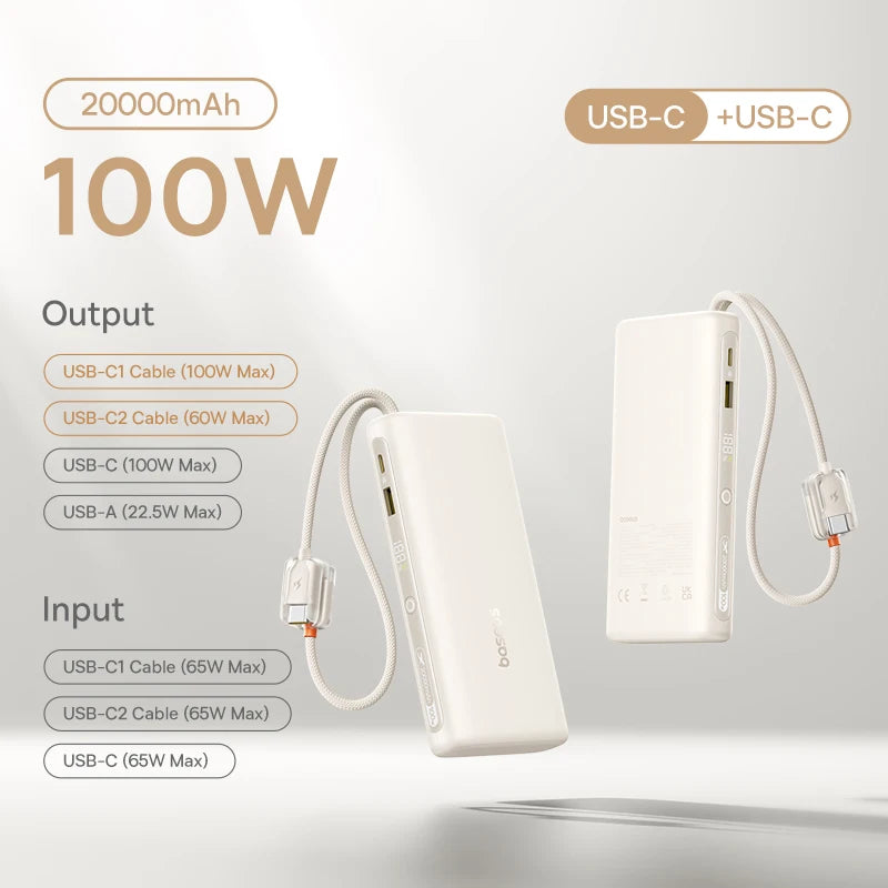 Baseus 25000mAh portable power bank 145W fast charging