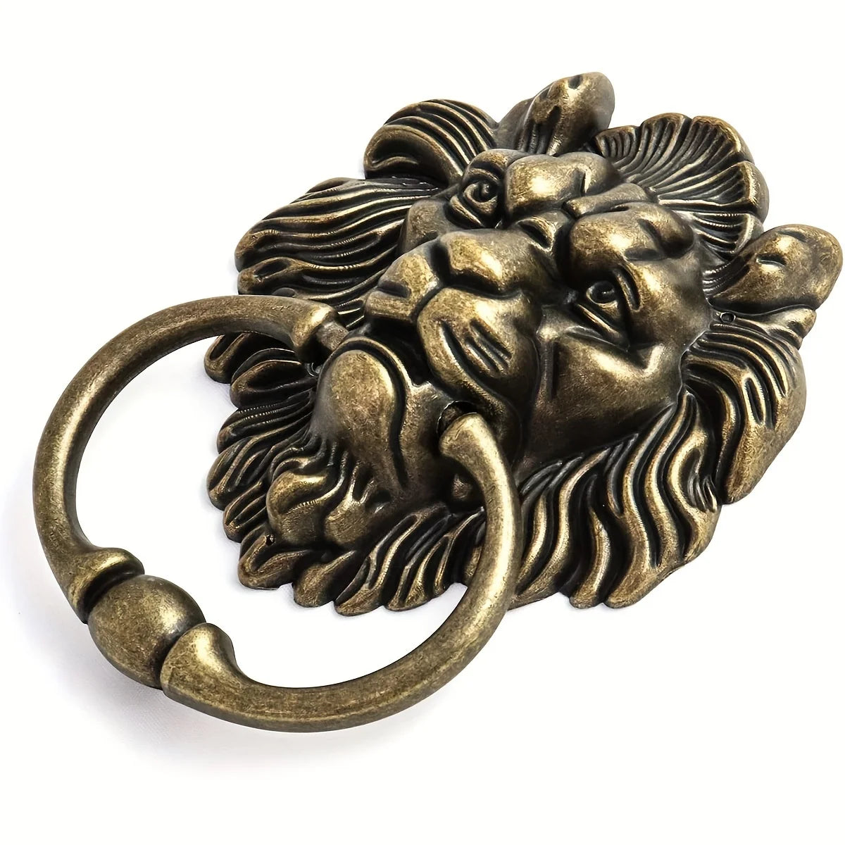1 PCS 6.3 Inches Lion Head Door Knocker, Antique Bronze Lion Door Handle, Classical Lion Head Knocker Decorative Front Door Knoc