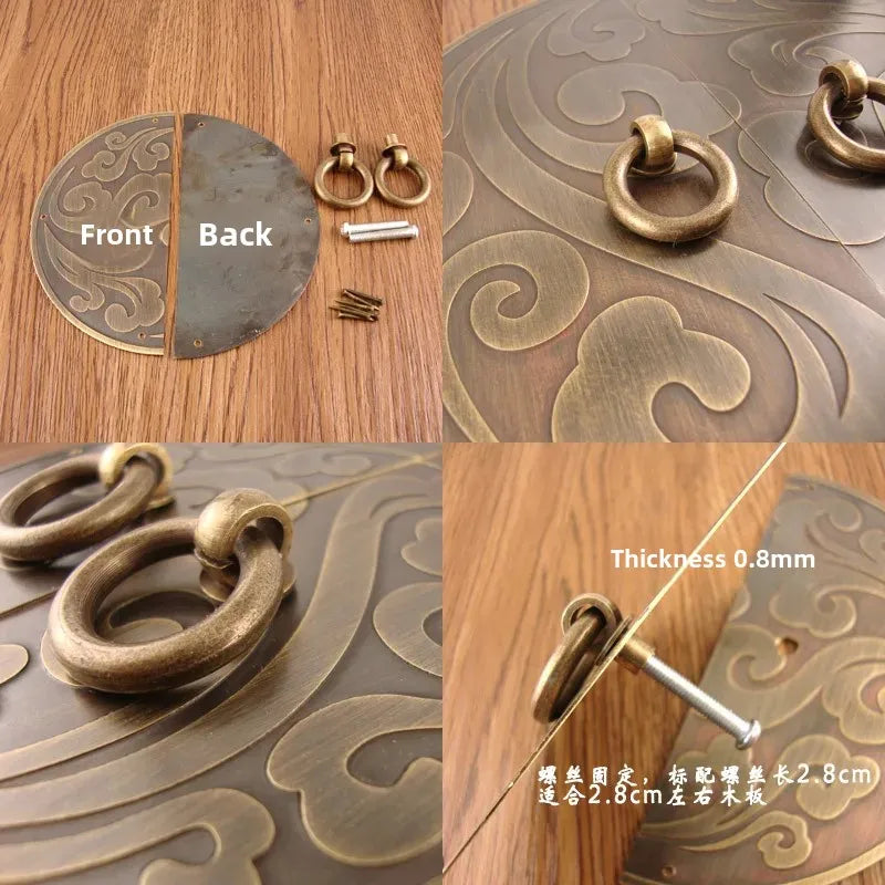 Cloud Pattern Chinese Style Round Door Pull Handle Pure Copper Hardware Accessories Cabinet Door Window Copper Pull Handle