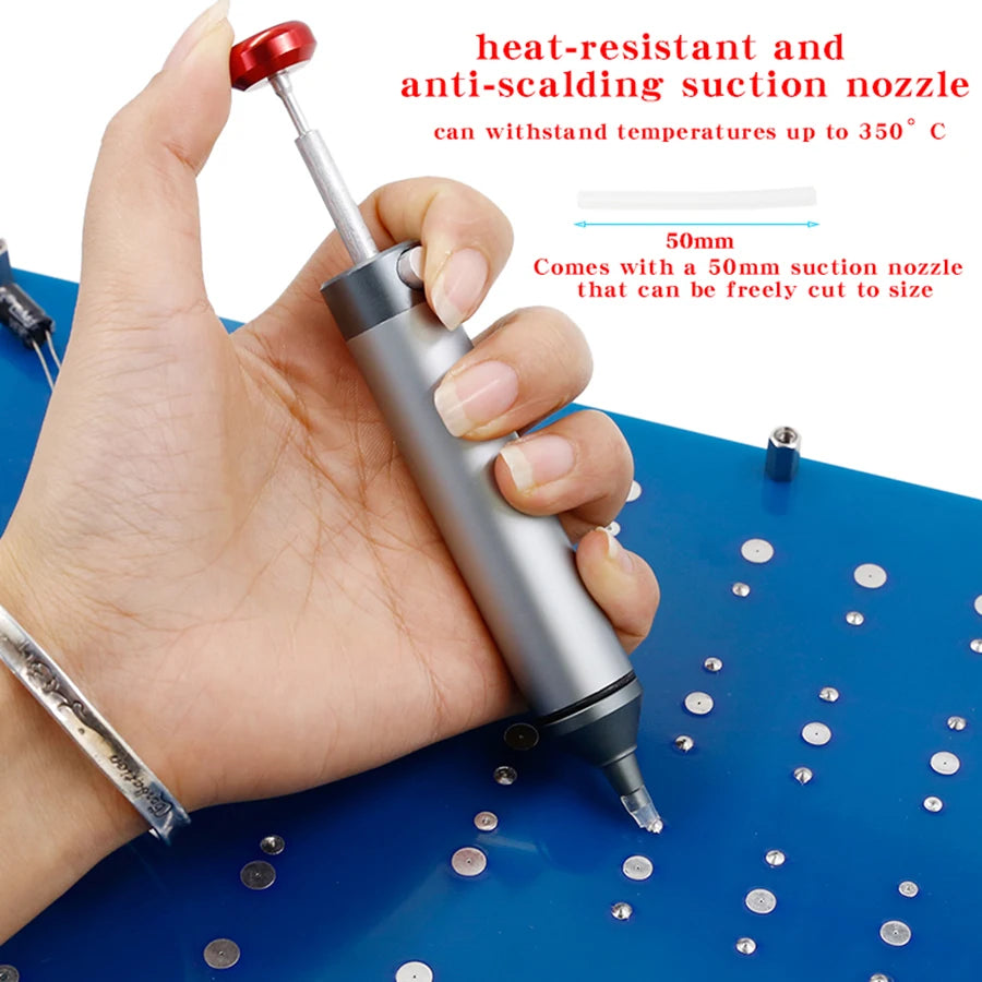 CJ-138 silicone nozzle aluminum alloy powerful desoldering pump, manual vacuum soldesolder suckerr sucker, soldering gun