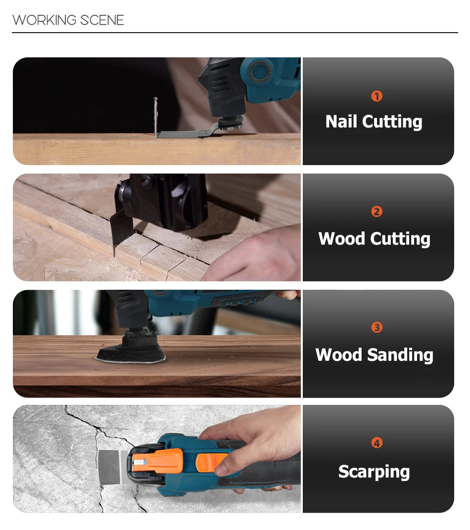 NEWONE 18V Brushless Oscillating Tool, Max Quick-release Anti-vibration Oscillating Multi-Tool, 6 Variable Speed Cordless Tool,