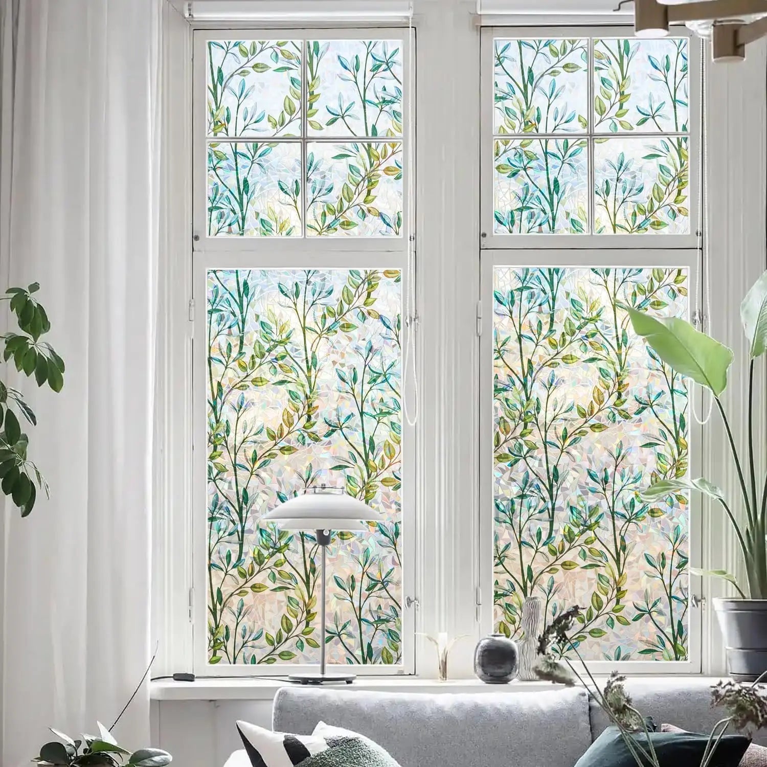 Window Privacy Film Window Film 3D No Glue Glass Sticker for Glass Door Home and Office Heat Control Anti UV