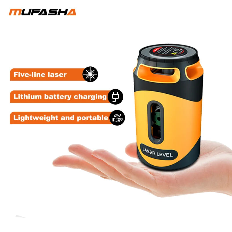 NORM Mini Green Lines Laser Level 5 Lines Horizontal and Vertical Cross Magnetic Base Automatic Fix Can be Used with Receiver