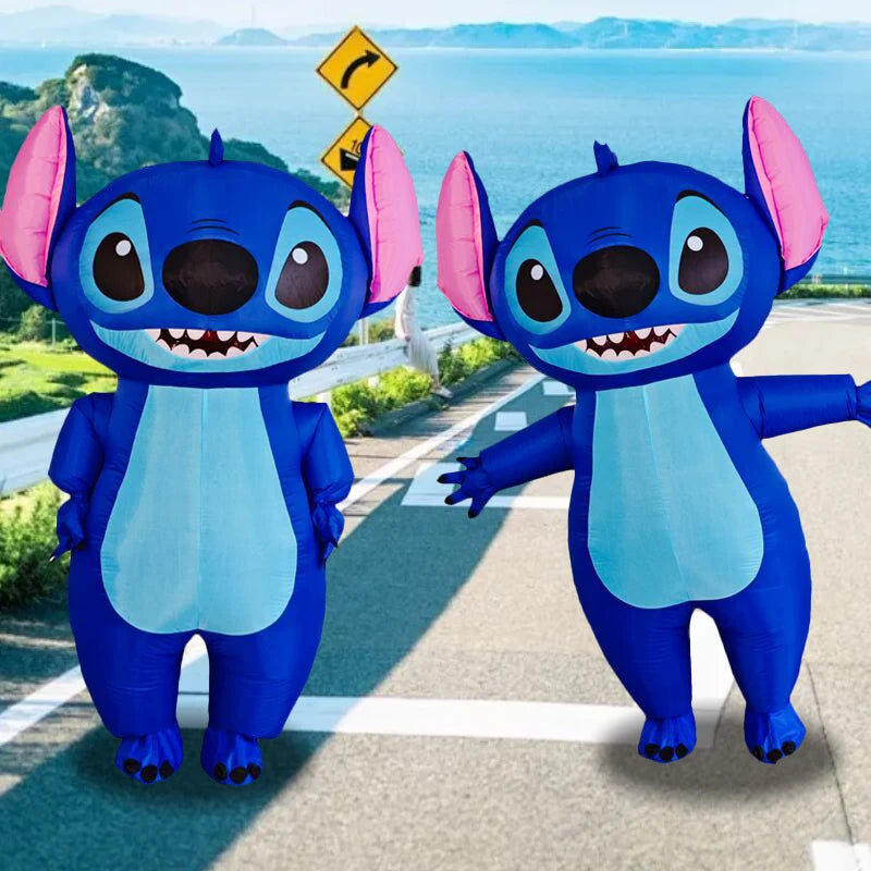 Hot Blue Stitch Inflatable Costume Anime Cartoon Minnie Mickey Outfit Adult Halloween Birthday Party Cosplay Show Inflated Suits