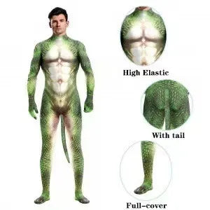 Halloween Costume Adult Mens Wild Animal Cosplay Costume Full Cover 3D Print Beast Petsuit Jumpsuit Bodysuit Tail