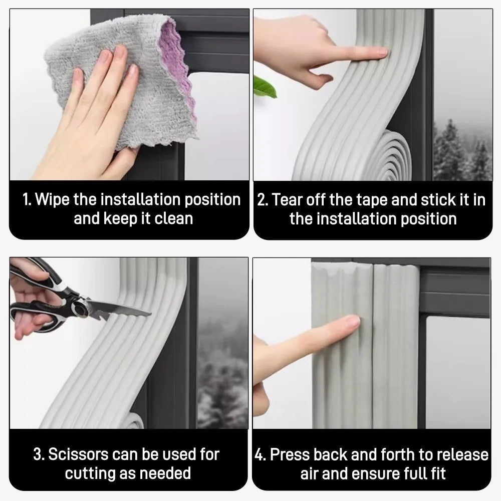 5Roll Acoustic Foam Window Sealing Strip Self-adhesive for Door Window Windproof Tape Door Serl Gap Air Leakage Filling Strip