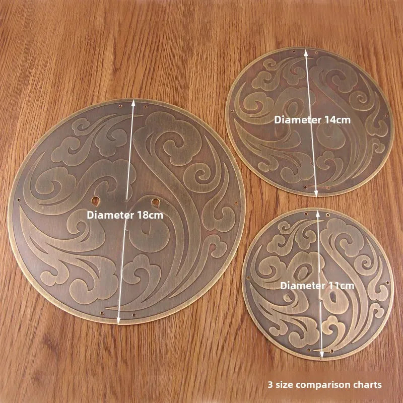 Cloud Pattern Chinese Style Round Door Pull Handle Pure Copper Hardware Accessories Cabinet Door Window Copper Pull Handle
