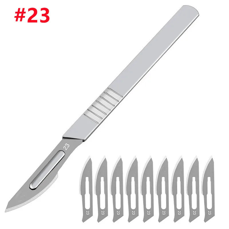 11# 23# Carbon Steel Carving Metal Scalpel Blades Handle Scalpel DIY Cutting Repair Animal Surgical Knife Tool Kits Box Non Slip
