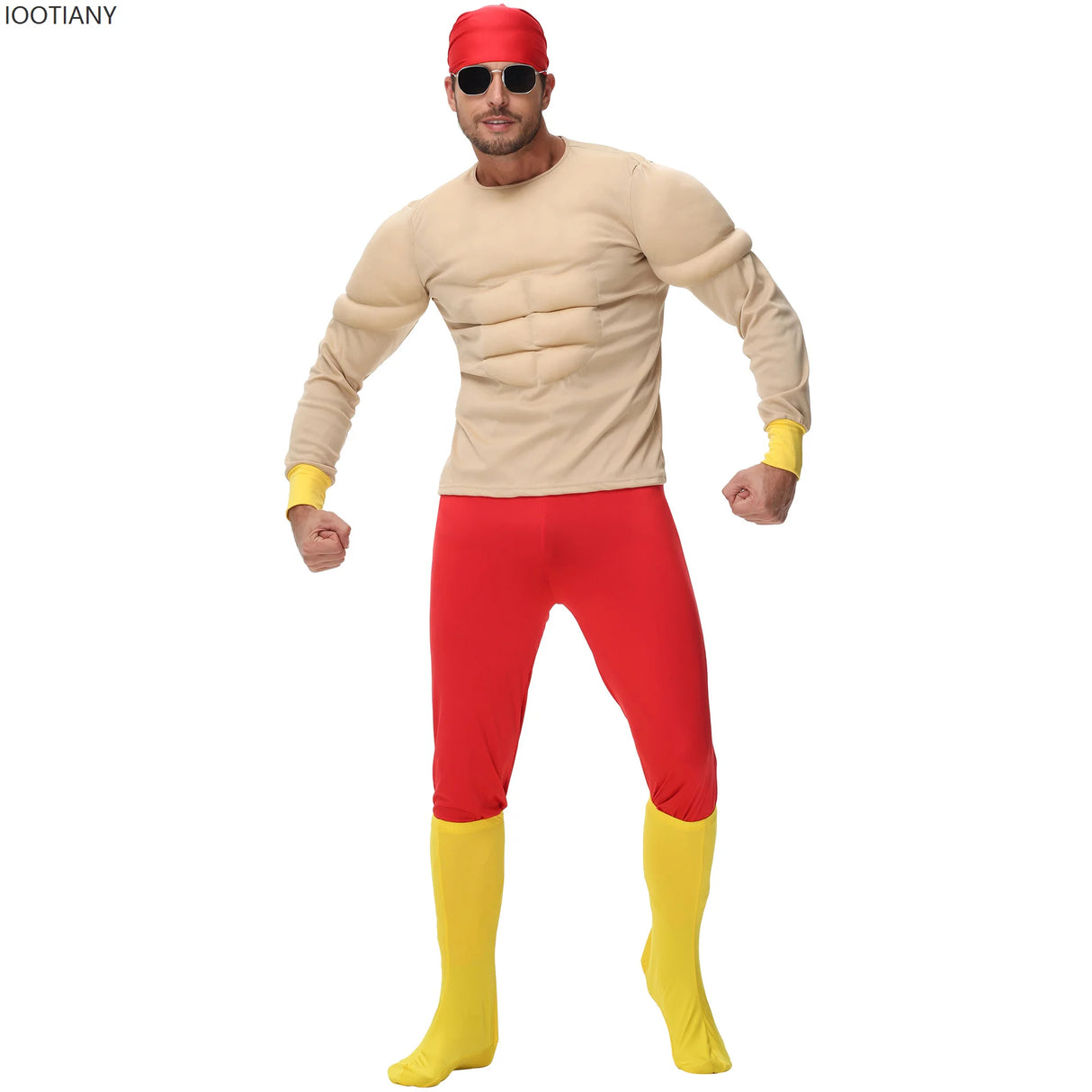 Wrestler Hulk Hogan Costume Adult Macho Super Muscle Funny Suit Halloween Holiday Party Stage Muscle Man Role Play Costume New