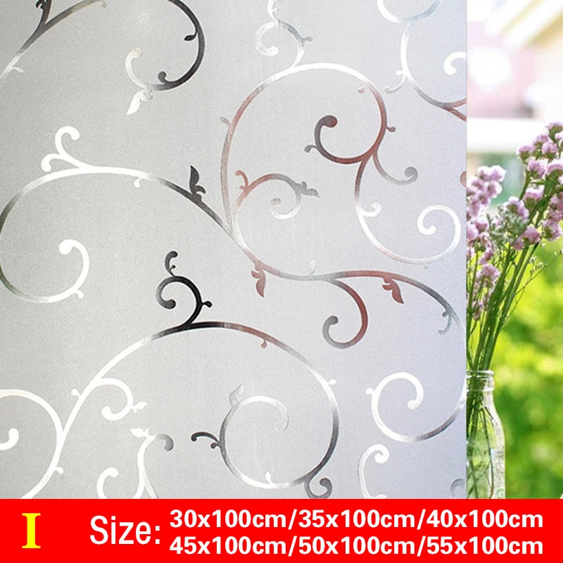 30-55*100cm PVC Self-adhesive No Glue Static Stick 3D Adsorption Window Film Anti-uv Stickers Privacy Blocking Waterproof