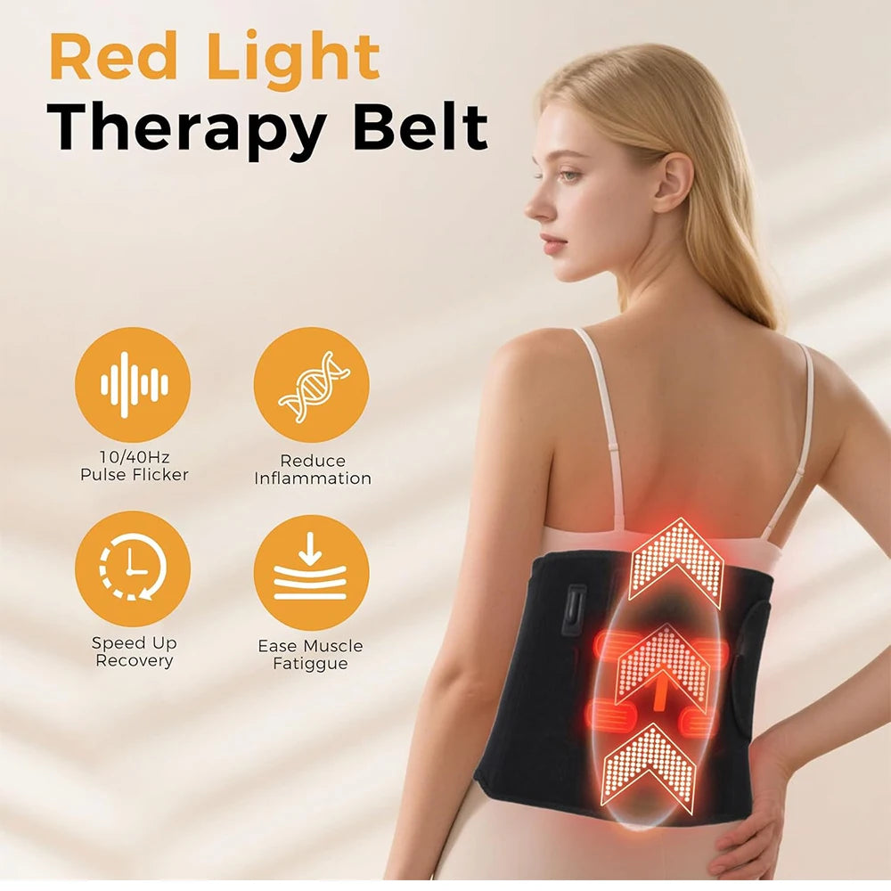 Red and Infrared Light Therapy Belt 660nm 850nm with 210 LEDs for Body Back Waist Wrap with Timer